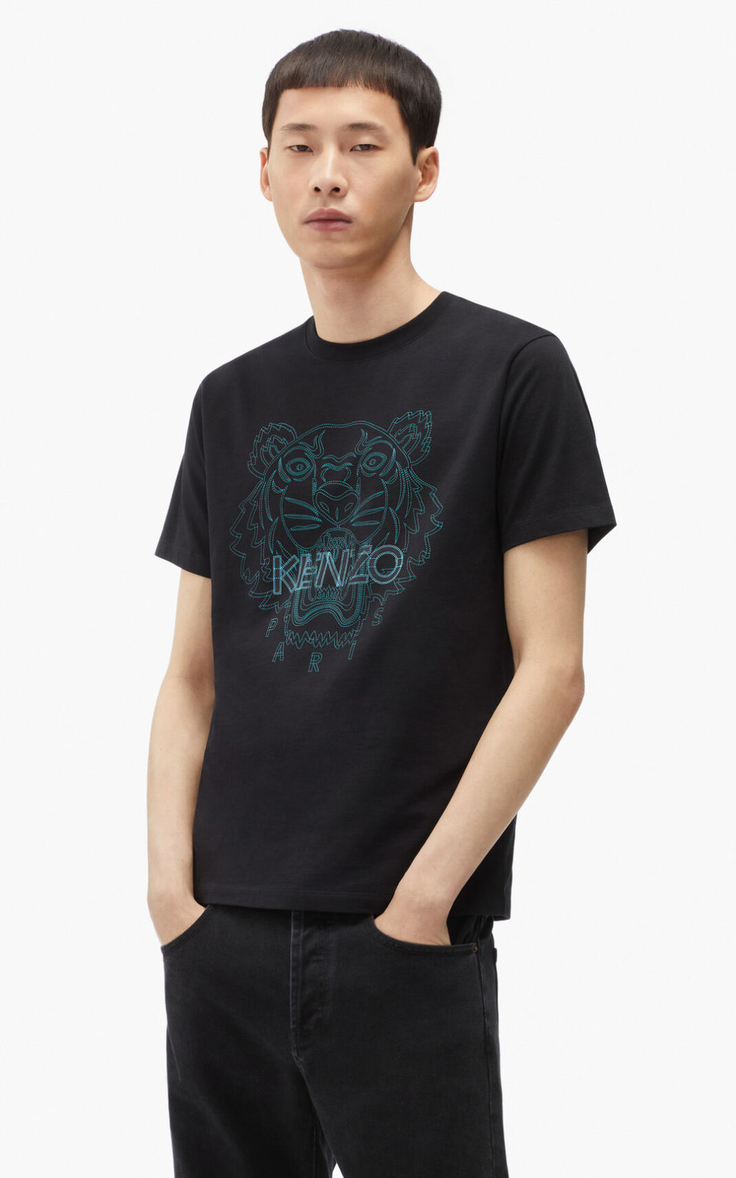 Kenzo 虎 Tシャツ メンズ 黒 - CABOJL860